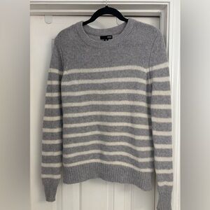 AQUA cashmere grey and White Striped Sweater